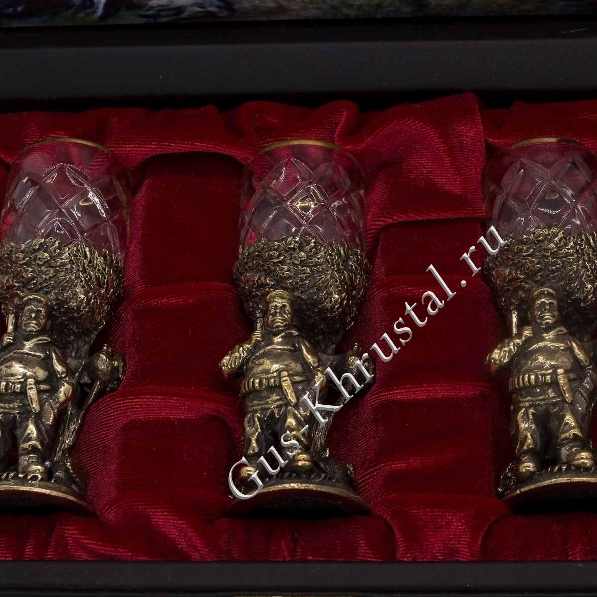 Набор Рюмок Хрустальный "Охота" в подарочном футляре 3 шт