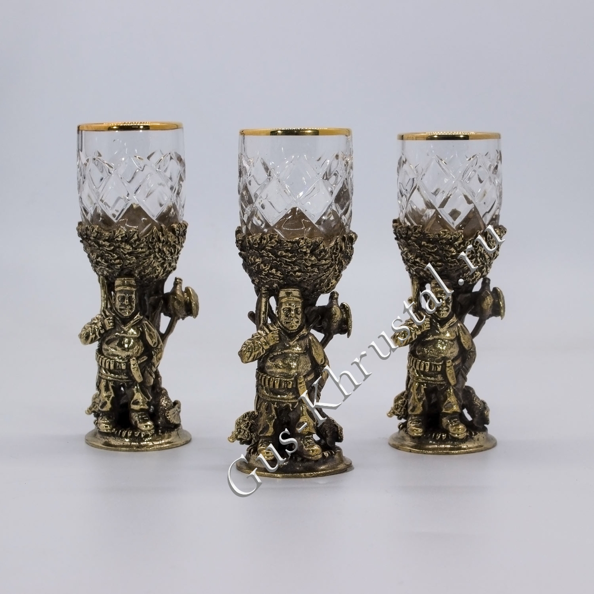 Набор Рюмок Хрустальный "Охота" в подарочном футляре 3 шт