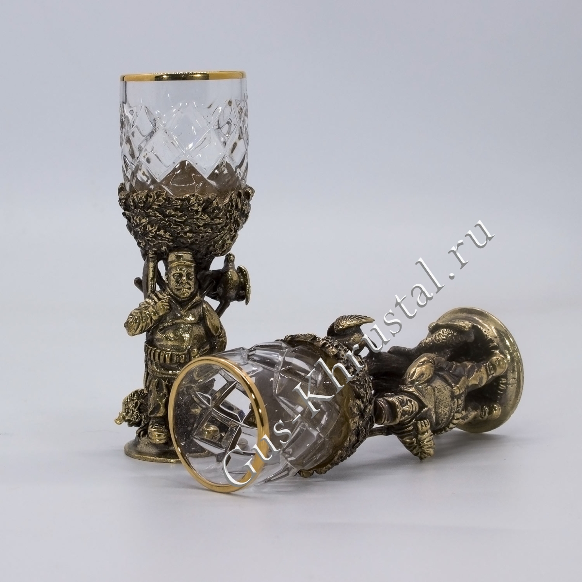 Набор Рюмок Хрустальный "Охота" в подарочном футляре 3 шт