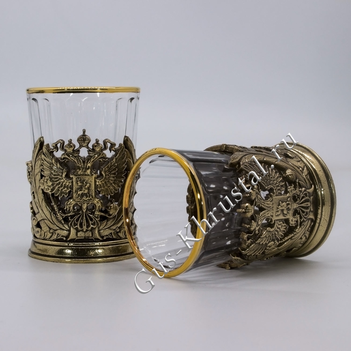 Набор Стопок Хрустальный "Герб России" в подарочном футляре 3 шт